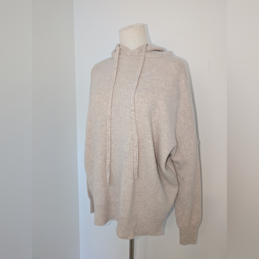 Women's Cream Wool Knitted Hoodie Sweater